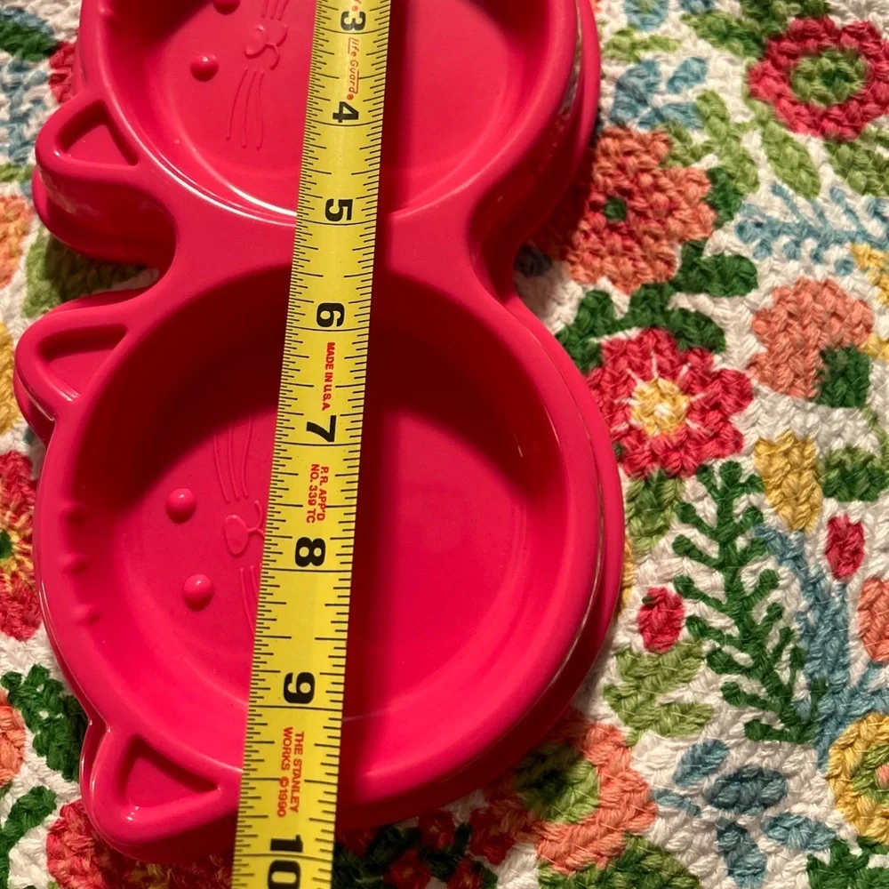 COPY - Adorable pink kitty cat feeding water/food dish shabby chic farmhouse …